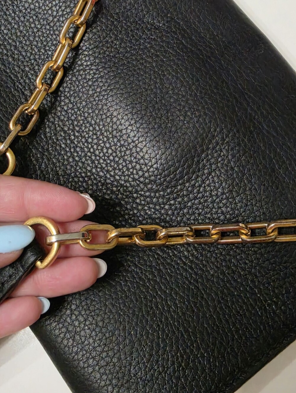 Tory Burch Black Leather Crossbody with Gold Logo Chain - Picture 10 of 11